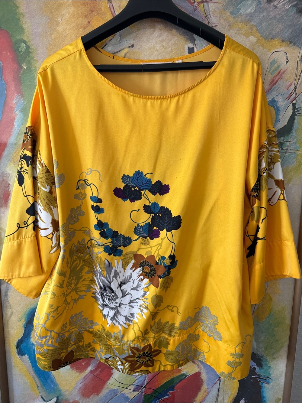 Soft Surroundings Yellow Floral Print Tunic
